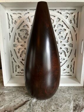 Handcrafted Brown Decorative Wood Vase — Home Accents